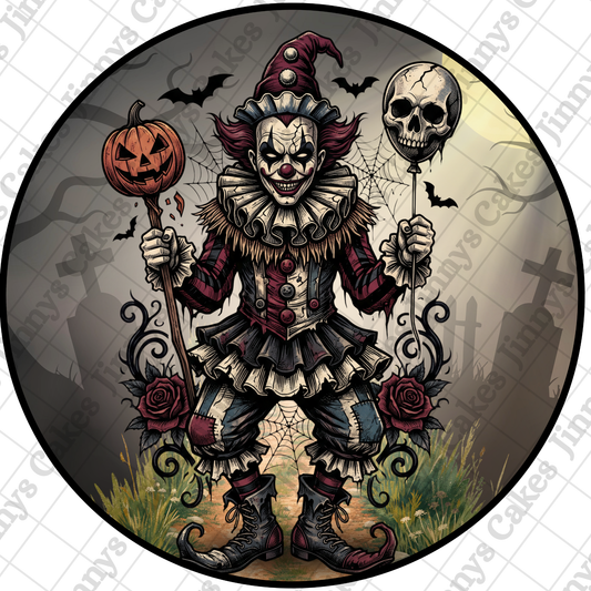 Graveyard Clown Halloween Digital Cupcake Toppers (watermark removed on download)