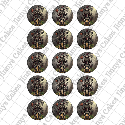 Graveyard Clown Halloween Digital Cupcake Toppers (watermark removed on download)
