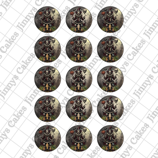 Graveyard Clown Halloween Digital Cupcake Toppers (watermark removed on download)