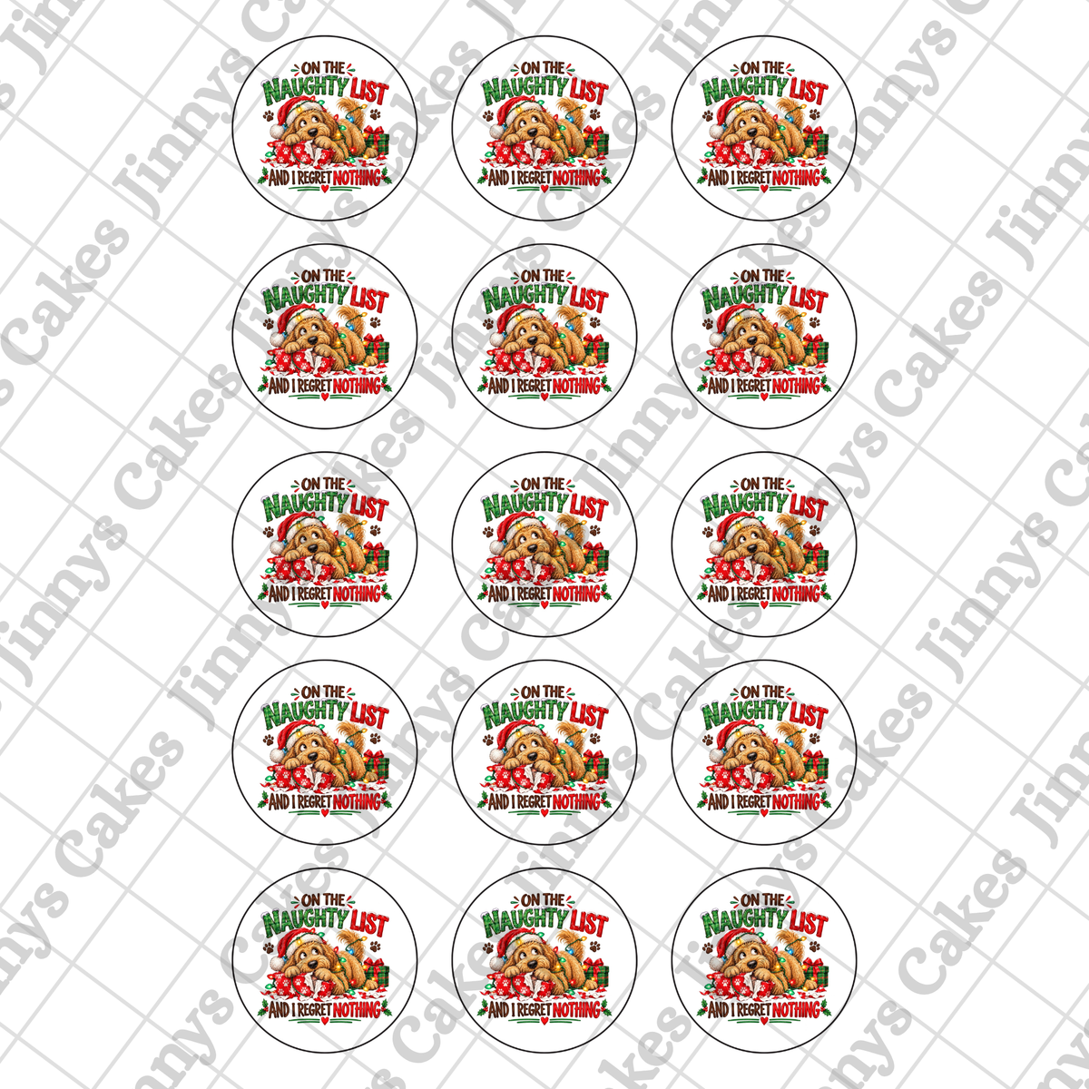 On The Naughty, Christmas Digital Cupcake Topper (watermark removed on download)