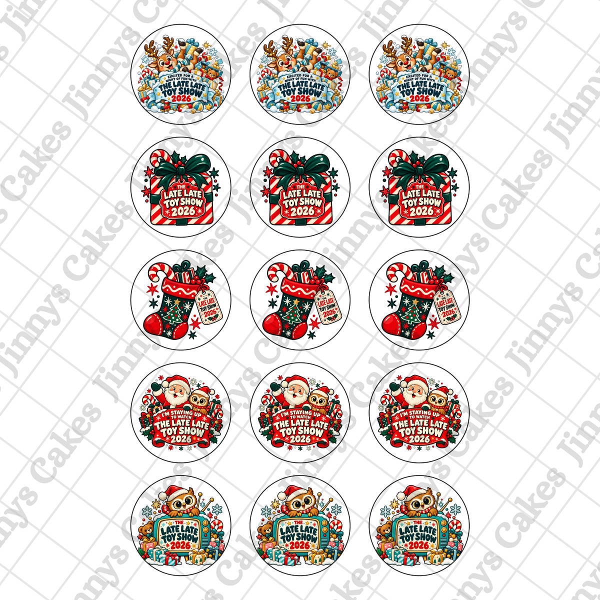 Late Late Toy Show Santa Downloadable Cupcake Toppers  (watermark removed on download)