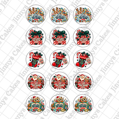 Late Late Toy Show Santa Downloadable Cupcake Toppers  (watermark removed on download)