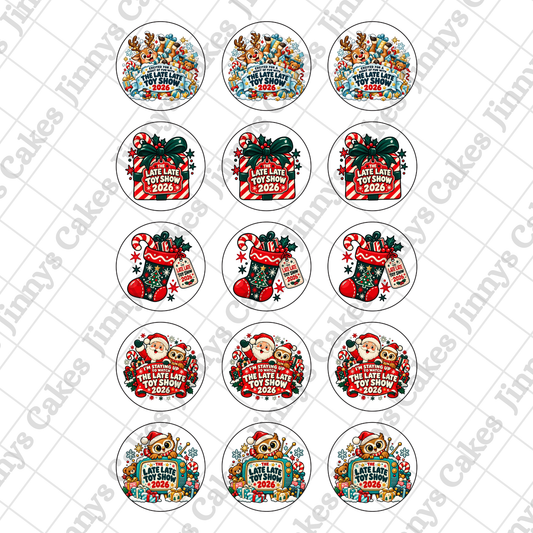 Late Late Toy Show Santa Downloadable Cupcake Toppers  (watermark removed on download)
