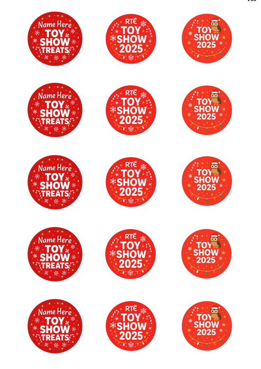 Late Late Toy Show Cupcake Toppers x 15 Precut