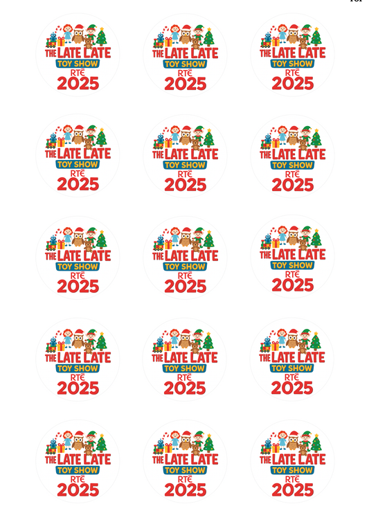 Late Late Toy Show Cupcake Toppers x 15 Precut