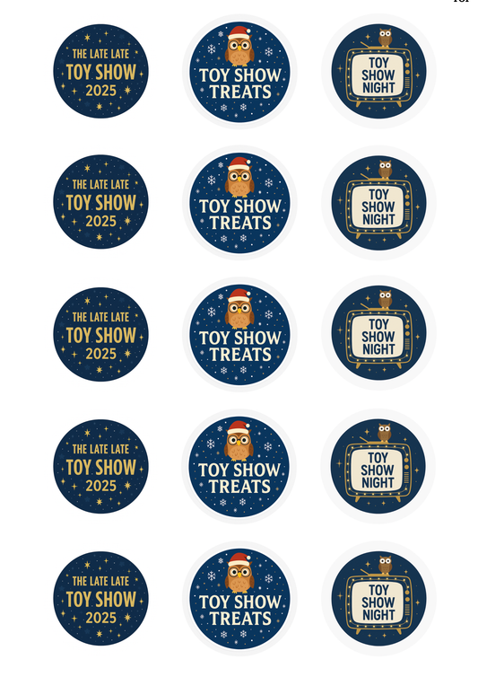 Late Late Toy Show Cupcake Toppers x 15 Precut