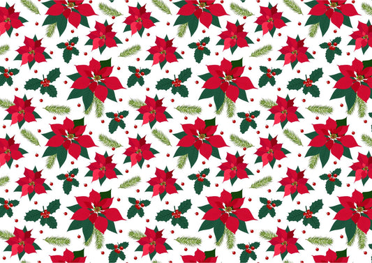 Poinsettia And Holly Christmas Downloadable Cake Wrap
