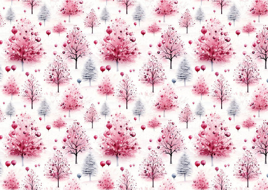 Pink Christmas Forest Downloadable Cake Wrap