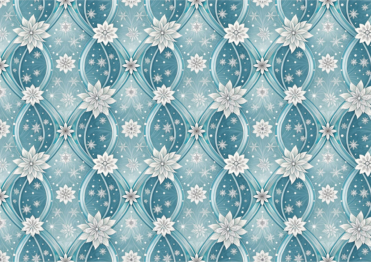 Floral Snowflake Christmas Downloadable Cake Wrap