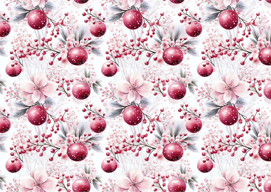 Pink Blossoms And Baubles Downloadable Cake Wrap