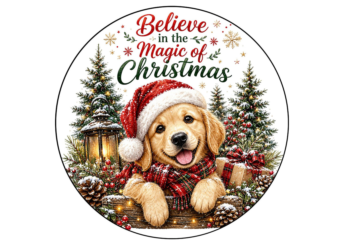 Cute Puppy Believe In The Magic Downloadable cake topper 20cm