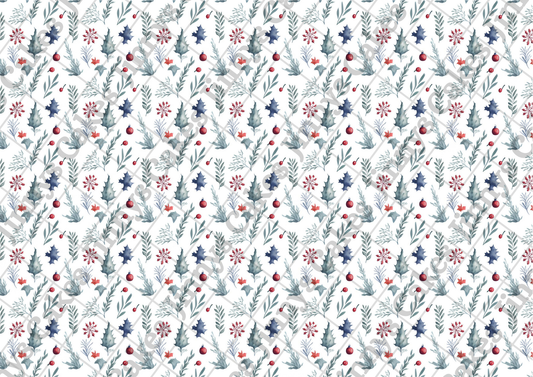 Pastel Christmas Foliage Downloadable Cake Wrap  (watermark removed on download)
